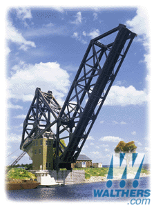 Walthers Cornerstone HO 933-3070 Operating Single-Track Railroad Bascule Bridge Kit