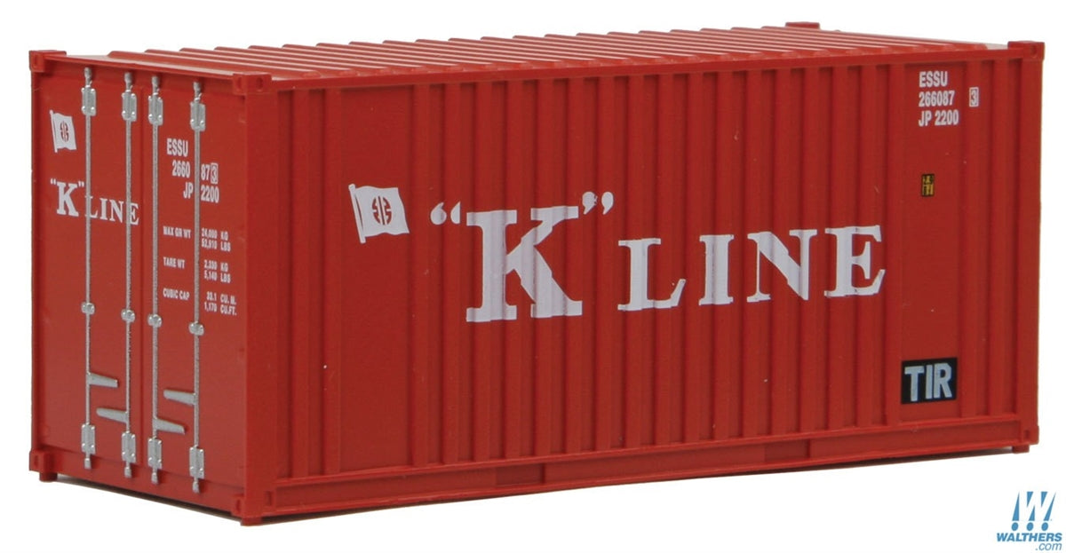 Walthers SceneMaster HO 949-8013 20' Container with Flat Panel, K-Line