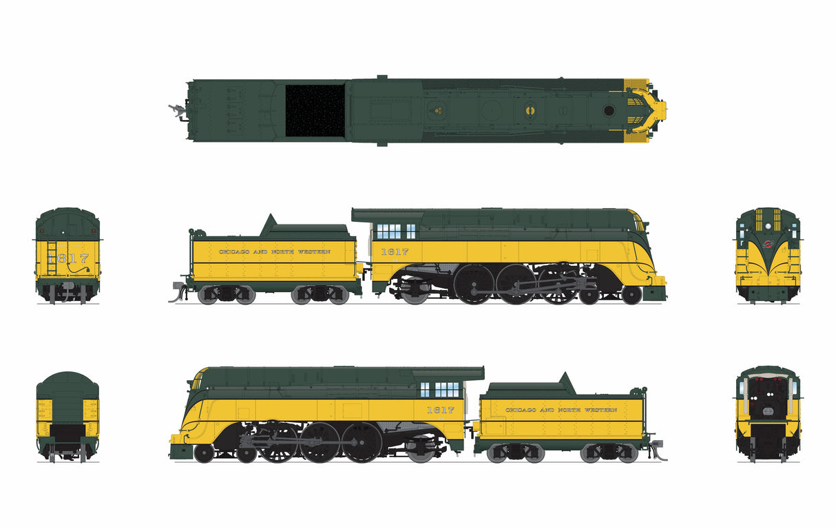PREORDER Broadway Limited Imports HO 9540 Yellow Jacket 4-6-2 Class ES Steam Locomotive, Chicago & North Western (Yellow Jacket-1942) #1617 (Paragon4 Sound Equipped) | 722.49