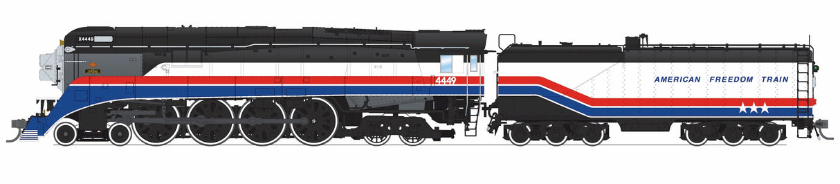 PREORDER Broadway Limited Imports HO 9841 GS-4 4-8-4 Steam Locomotive, Southern Pacific "1975 American Freedom Train" #4449 | 509.99