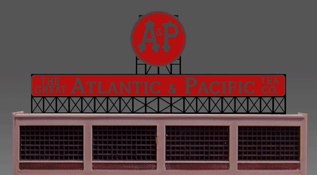 Miller Engineering HO/O 88-0151 Atlantic and Pacific Tea Company Sign, Animated Neon Sign Kit