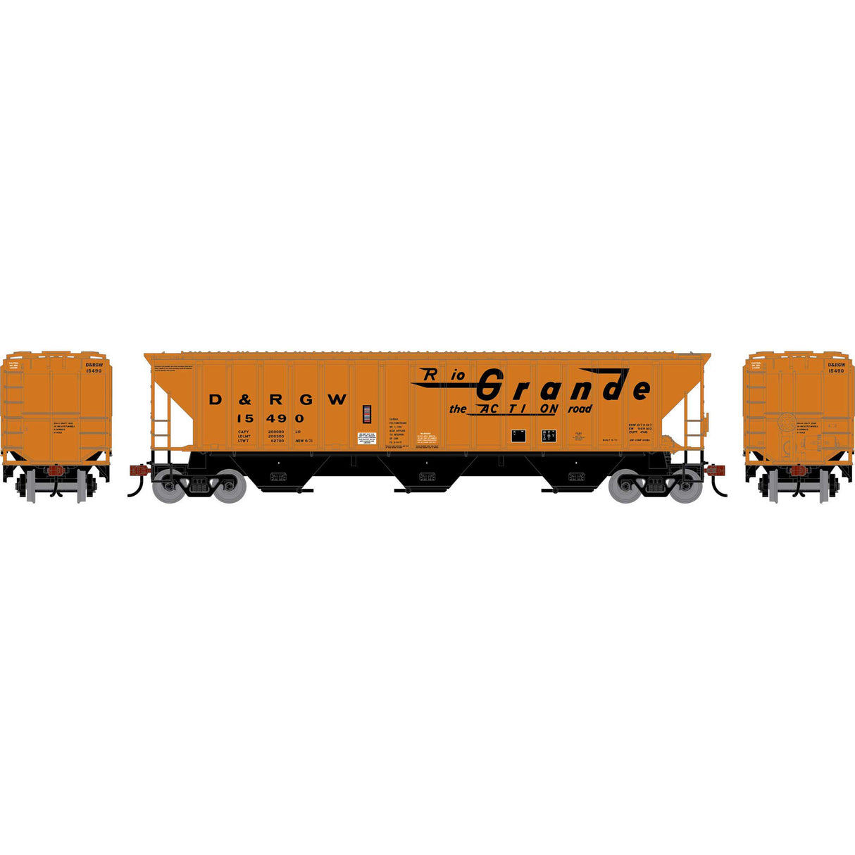 PREORDER Athearn HO 2366 PS 4740 Covered Hopper, Denver & Rio Grande Western #15490