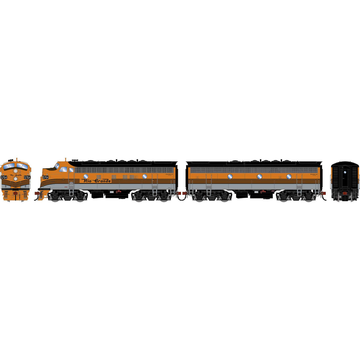 PREORDER Athearn Genesis HO ATHG-2976 GEN F7A/F7B Locomotivew/DCC & Sound, DRGW 'Aspen/Silver/Four Stripe' F7A- #5764 F7B- #5723
