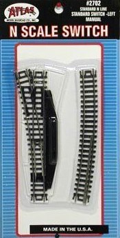 Atlas N 2702 Code 80 Track Manual Left Hand #4 Standard Turnout