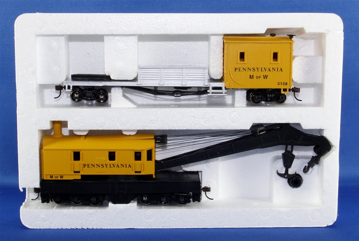 Bachmann HO 16114 250-Ton Steam Crane Car with Boom Tender, Pennsylvania Railroad #3158