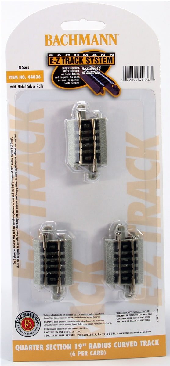 Bachmann N 44836 EZ Track 19" Radius 1/4 Curve Section (6)