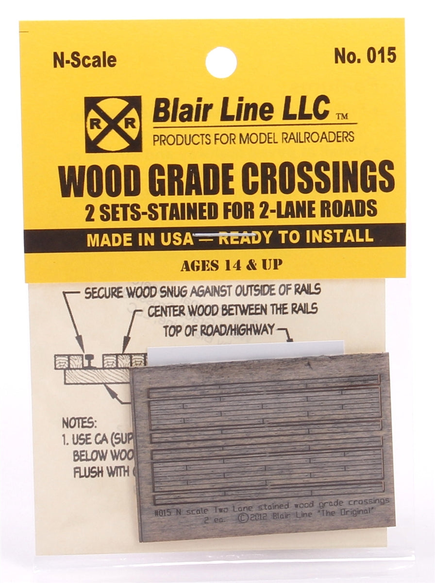 Blair Line N 015 Wood Grade Crossing Kits, Two Lane (2 Sets)
