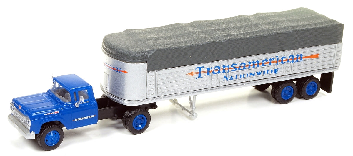 Classic Metal Works HO 31170 1960 Ford Tractor/Covered Wagon Set, Transamerican Trucking