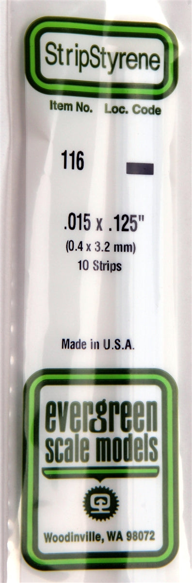 Evergreen Scale Models 116 Strip .015" x .125" (10)