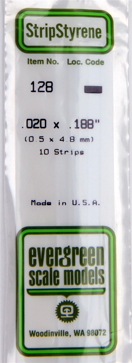Evergreen Scale Models 128 Strip .020" x .188" (10)