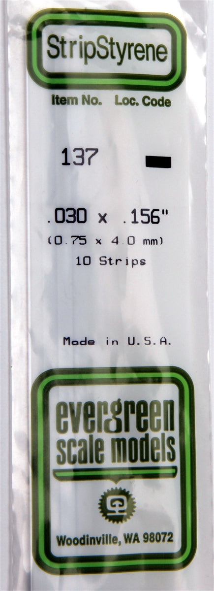 Evergreen Scale Models 137 Strip .030" x .156" (10)