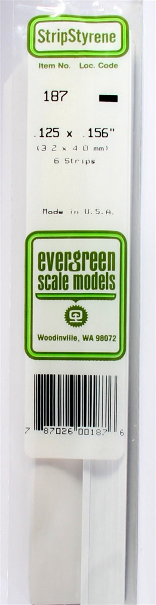Evergreen Scale Models 187 Strip .125" x .156" (6)