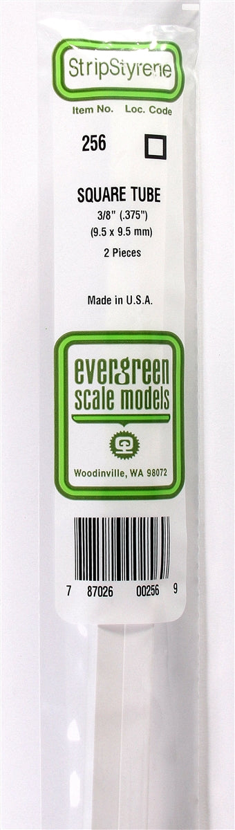 Evergreen Scale Models 256 Square Tubing .375" (2)