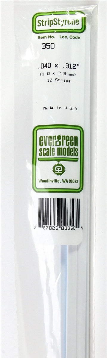 Evergreen Scale Models 350 24" Strip Pack .040" x .312" (12)