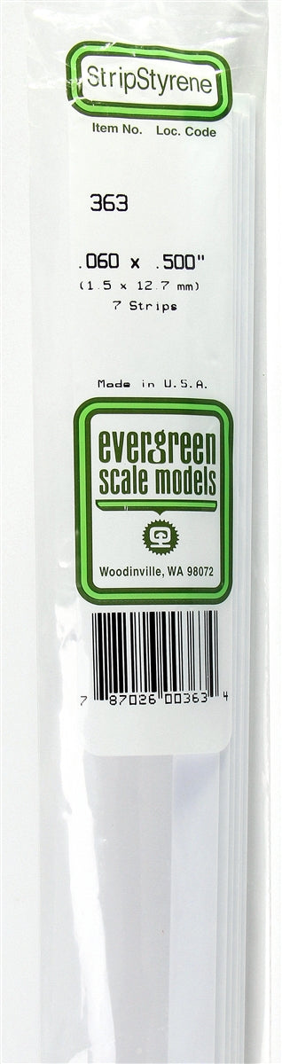 Evergreen Scale Models 363 24" Strip Pack .060" x .500" (7)