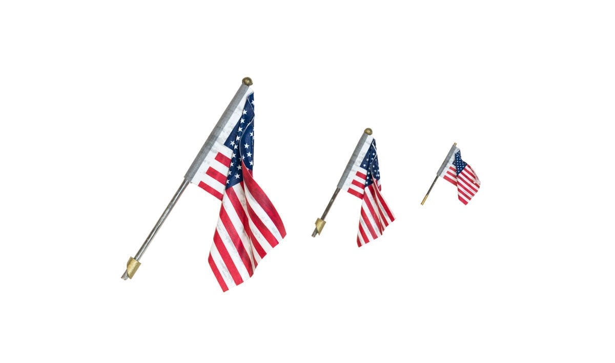 Woodland Scenics JP5924 Wall-Mount US Flags, Just Plug Value Pack, 1 Large, 2 Medium, 1 Small & Light Hub