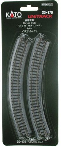 Kato N 20170 Unitrack 8-1/2" Radius 45-Degree Curved Track (4)