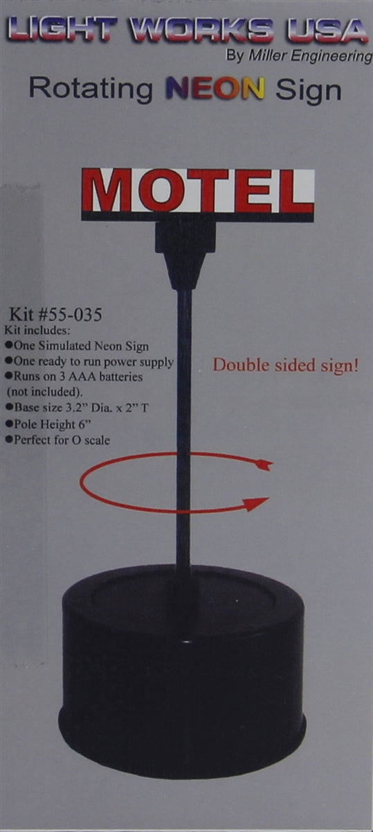 Miller Engineering O 55-035 Motel Rotating Sign, Animated Neon Style Sign Kit