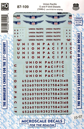Microscale HO 87-0109 Union Pacific E and F-Unit Diesels (1946+)