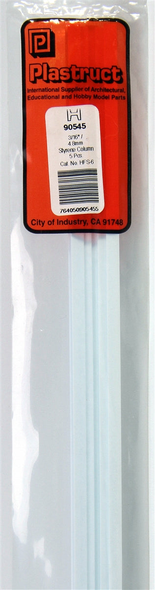 Plastruct 90545 HFS-6 Fineline Styrene H Column, 3/16" (5)