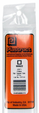 Plastruct 90622 STFS-6 Styrene Square Tubing, 3/16" (6)