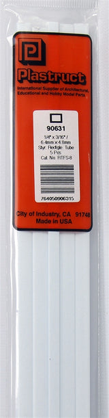 Plastruct 90631 RTFS-8 Styrene Rectangular Tubing, 1/4" (5)