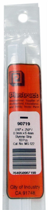 Plastruct 90719 MS-122 Solid Styrene Rectangular Strip, .250" (10)