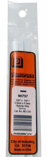 Plastruct 90737 MS-316 Solid Styrene Rectangular Strip, .156" (10)