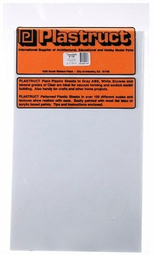 Plastruct 91107 SSS-110 Plain White Styrene Sheet, .100" (2)