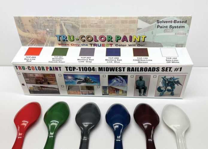 Tru-Color Paint 11004 Midwest Railroads Paint Set #1, Includes: SOO Red, SOO White, MRL Blue & Gray, BN Green, CGW/SOO Maroon