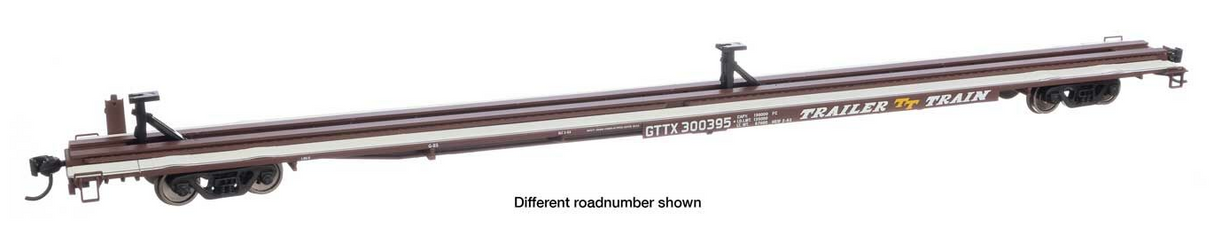 Walthers Mainline HO 910-5551 85' General American G85 Flat Car, TTX (GTTX/Brown) #300330