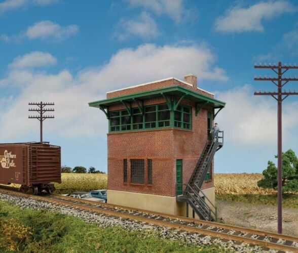 Walthers Cornerstone HO 933-3554 Pennsylvania Railroad Brick Interlocking Tower with Flat Roof Kit