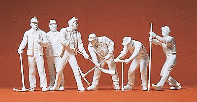 Preiser G 45182 Unpainted Figures, Railroad Track Crew (Unpainted) (6)