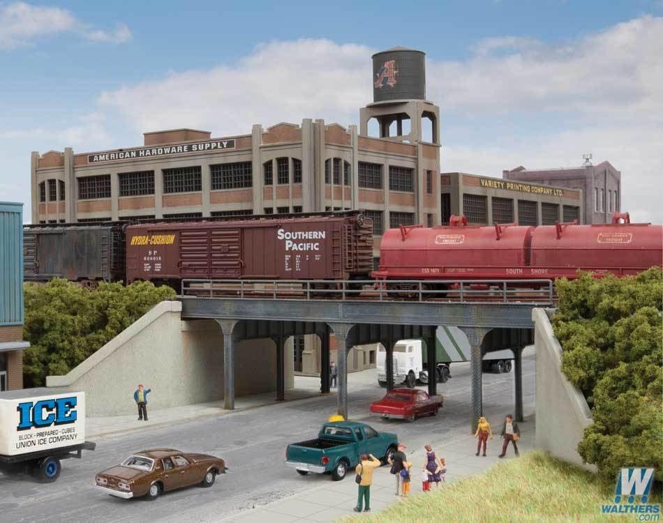 Walthers Cornerstone N 933-3871 Urban Steel Overpass Kit